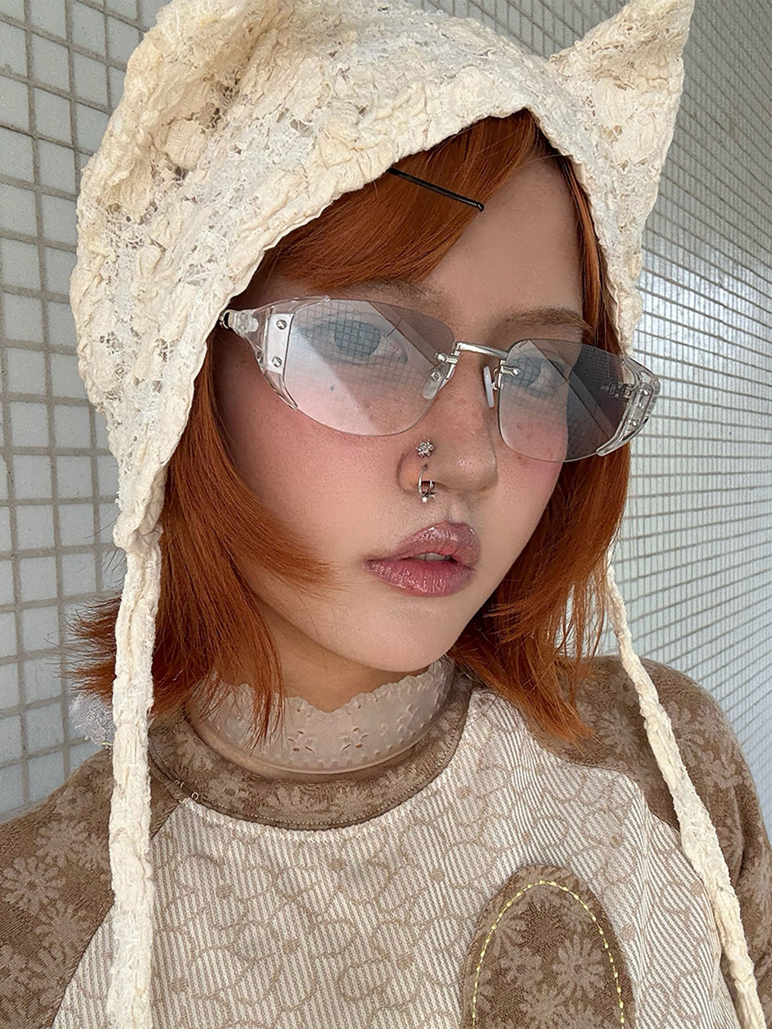 Translucent Rimless Oval Sunglasses - view 3