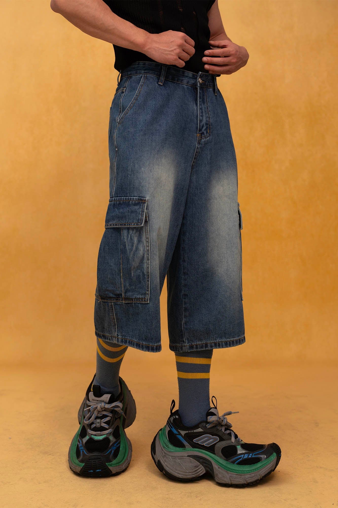 Baggy Denim Cargo Shorts