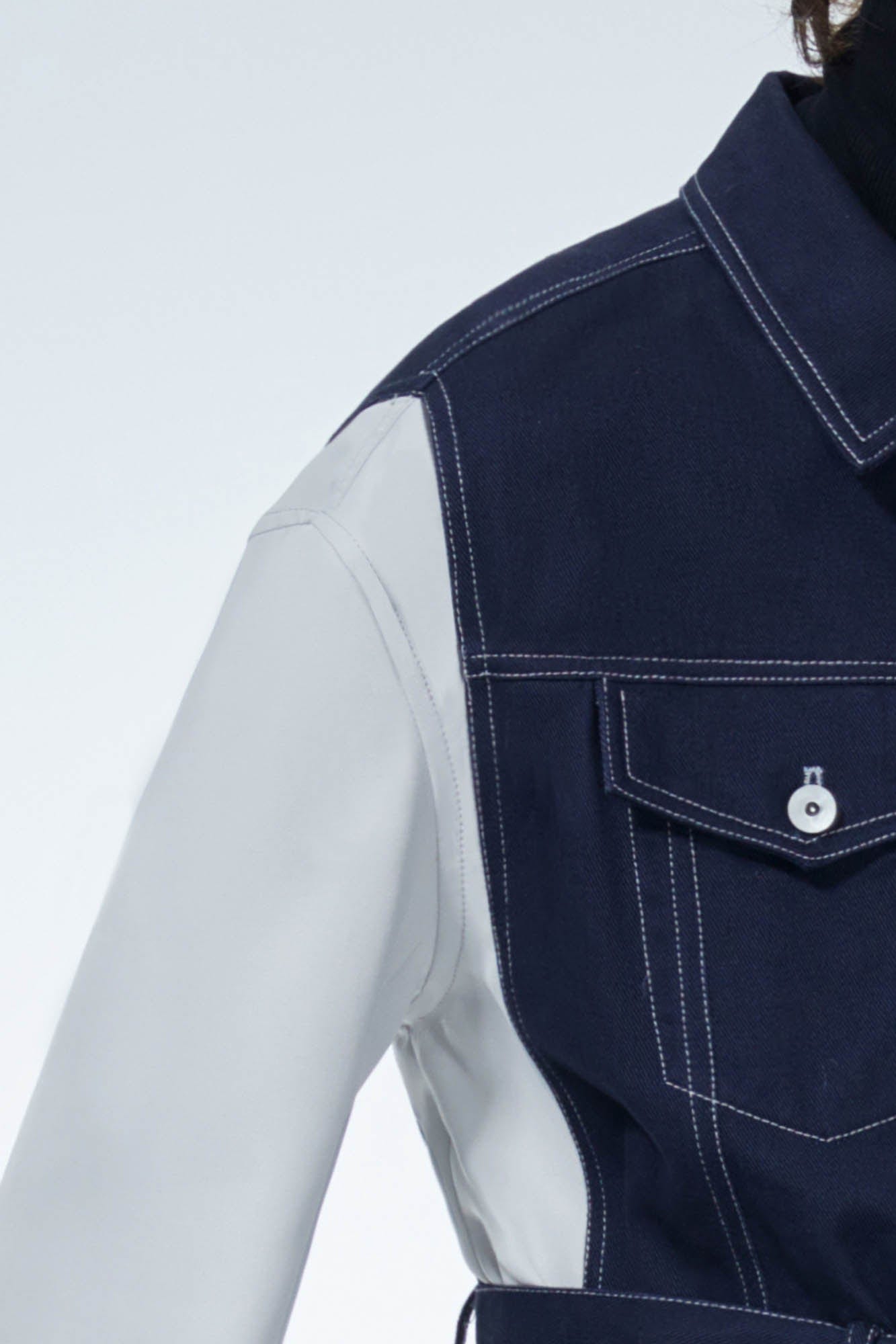 Colorblock Strappy Denim Jacket