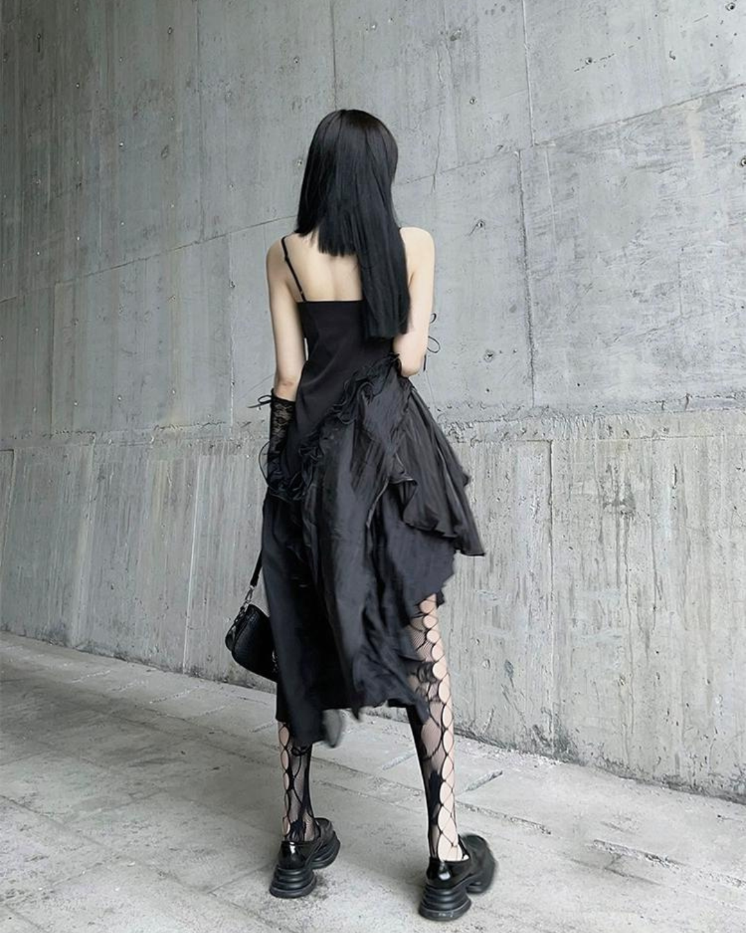 Dark Ruffle Party Dress