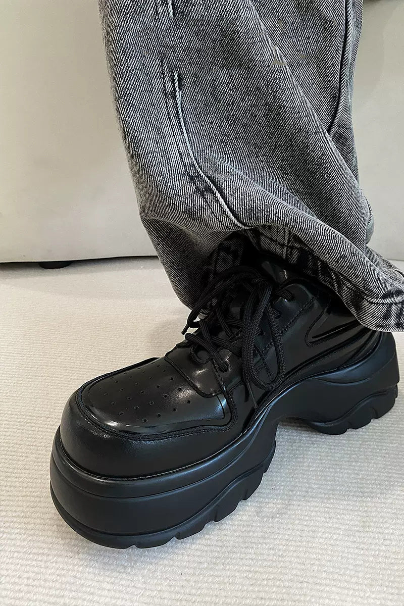 Black Chunky Platform Oxford Shoes