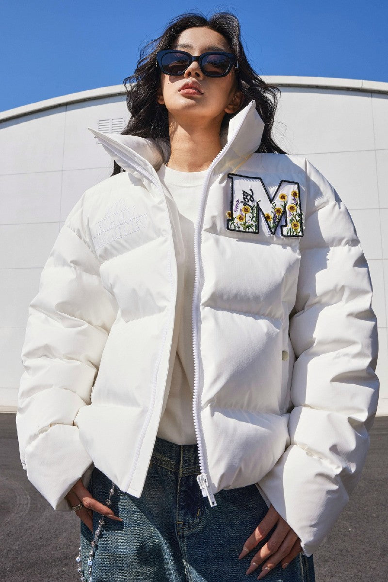 Puffer Jacket with Velcro Logo - chiclara