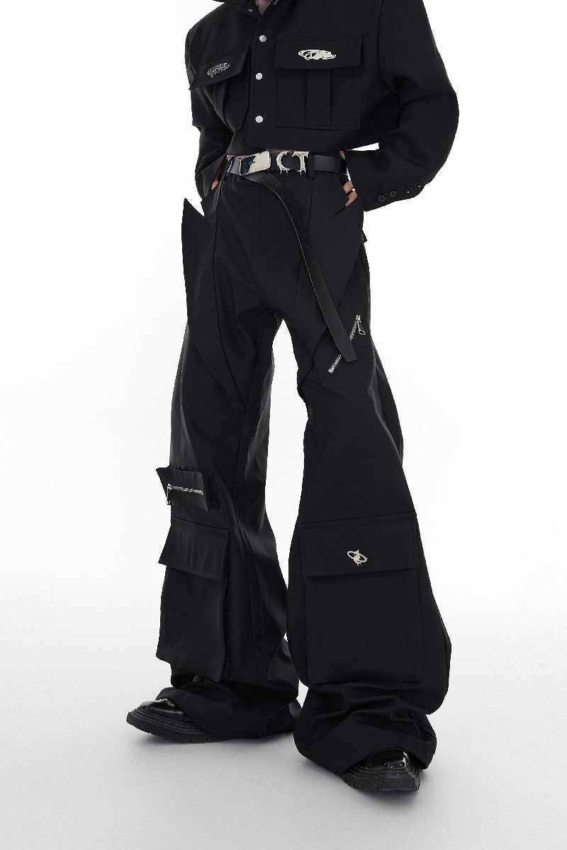 Multi Pocket Flared Trousers - chiclara