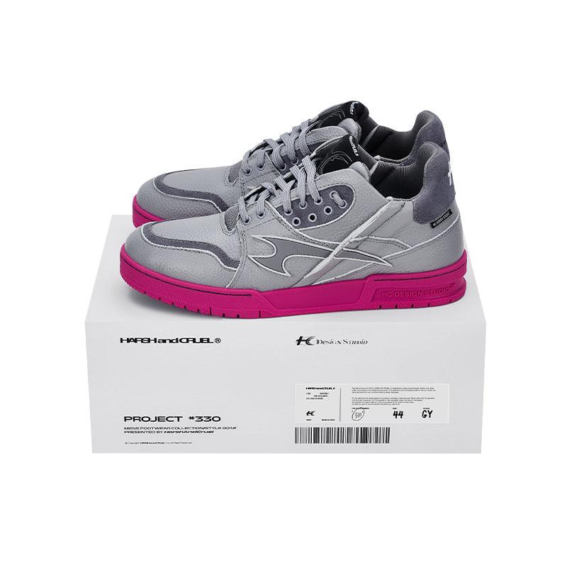 Grey and Pink Classic Low Top Sneakers