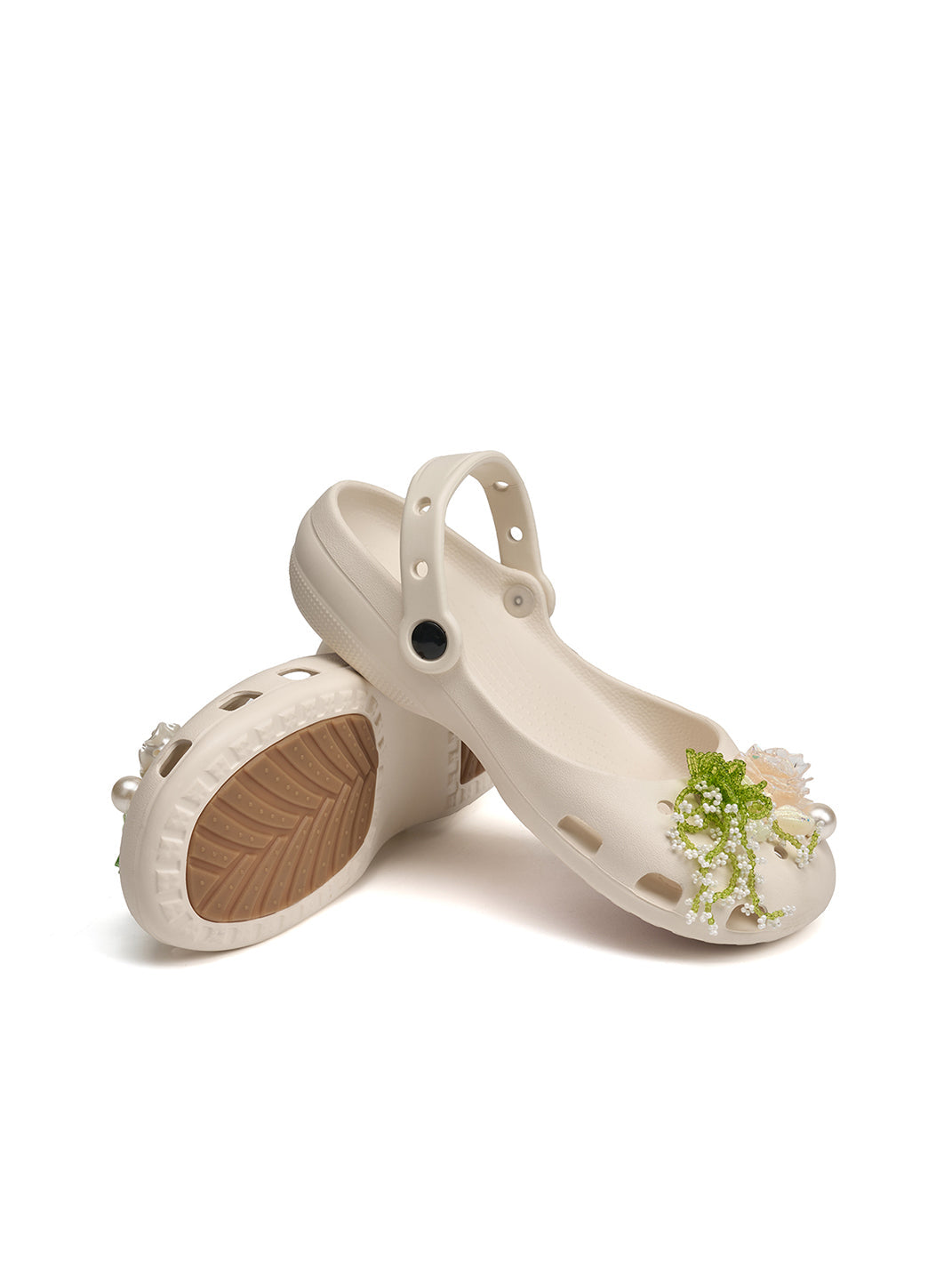 Mary Jane Style Breathable Slide Sandals-Beige