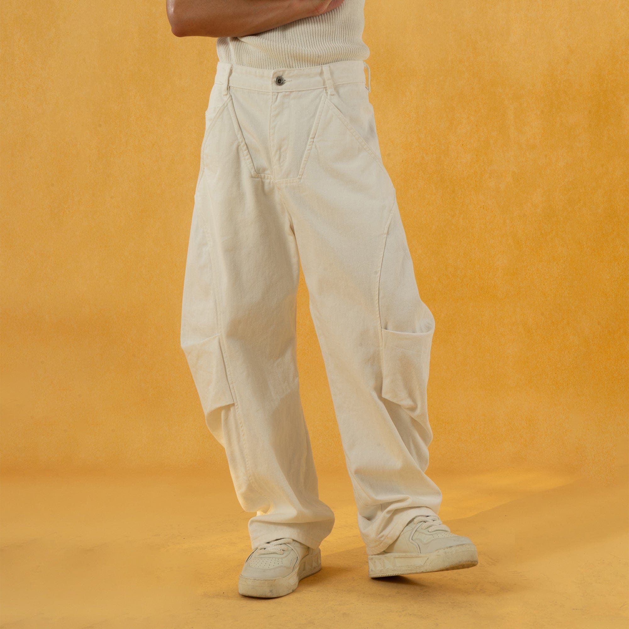 Deconstructed Pleated Button Utility Cargo Pants
