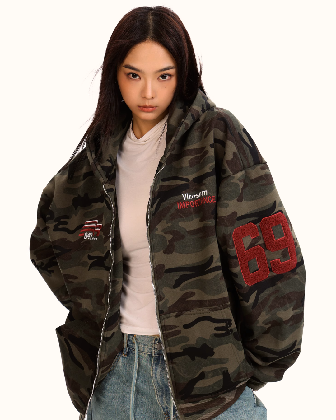 Unisex "Back Number" Zip Hoodie Jacket