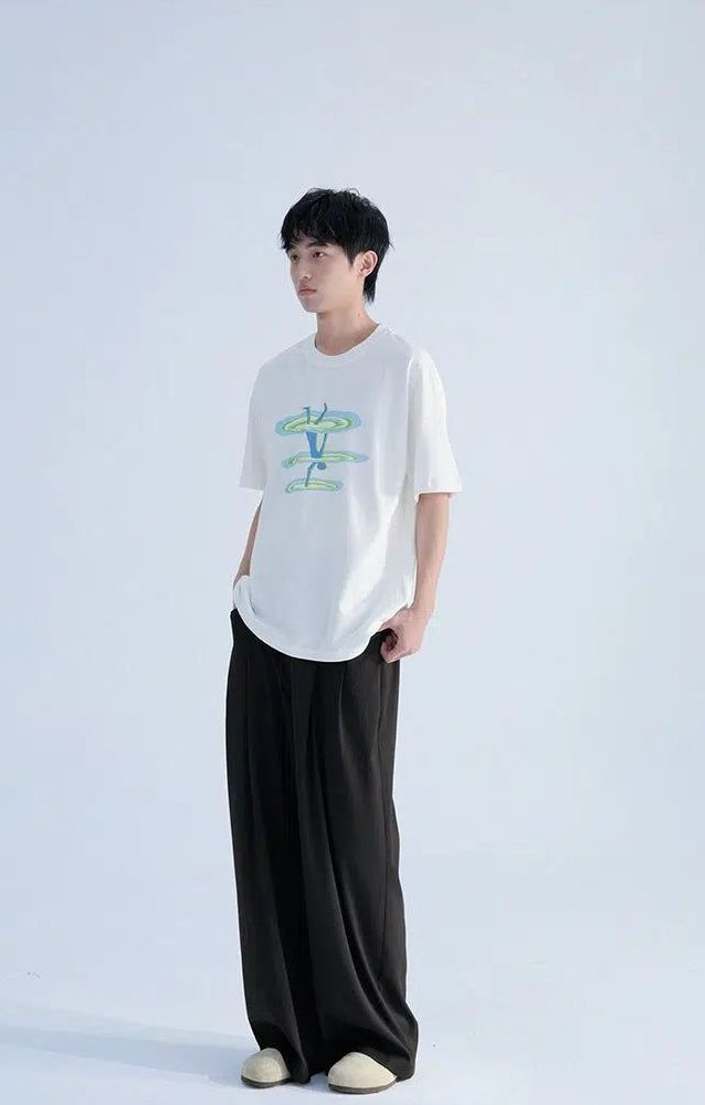 T-Shirt with Tumbling Man Silhouette - chiclara