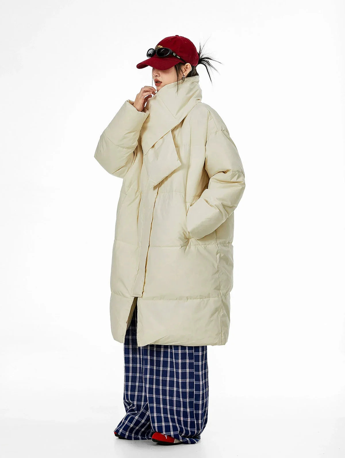 Oversized Puffer Winter Coat with Scarf