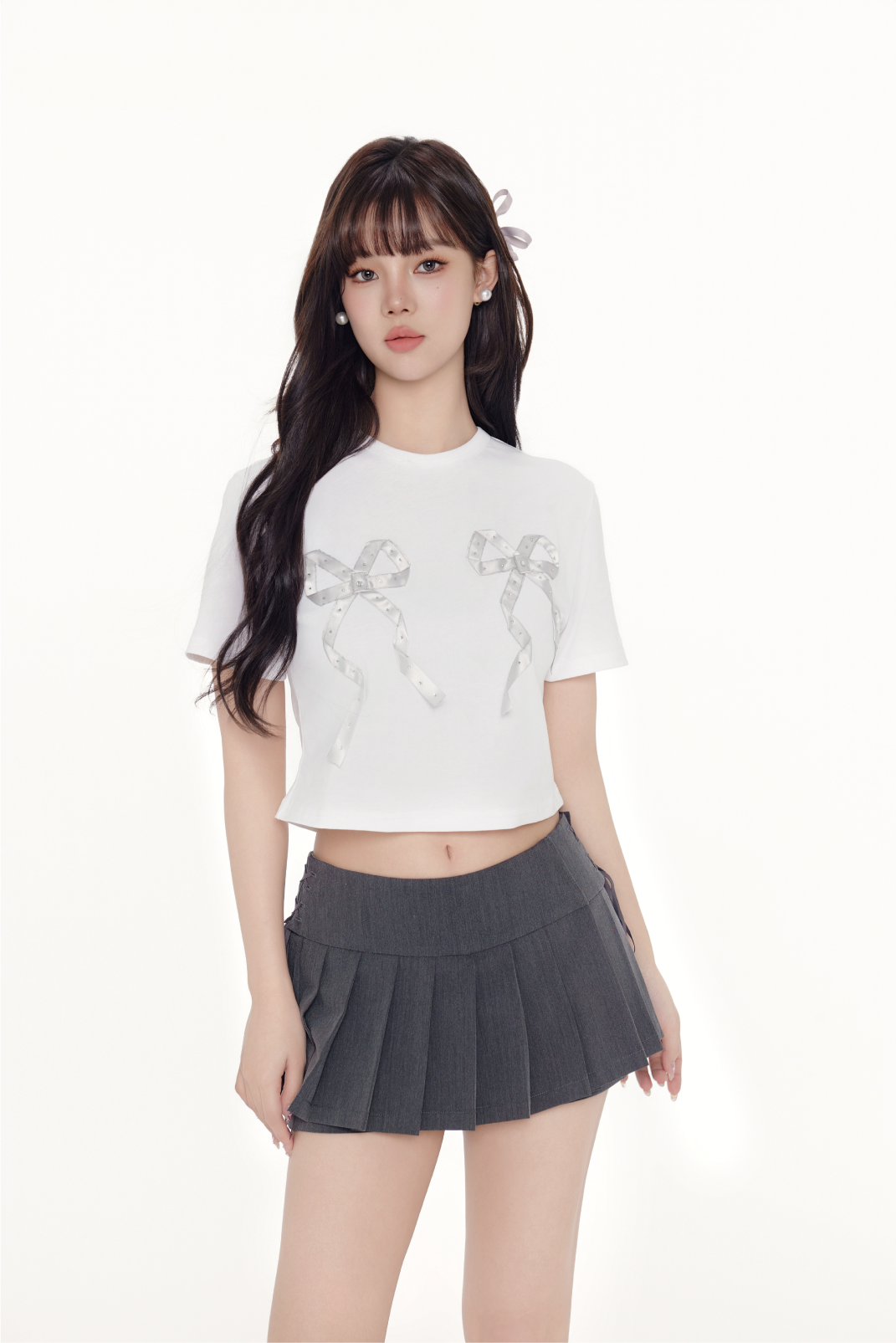 Bow Print Crop Top