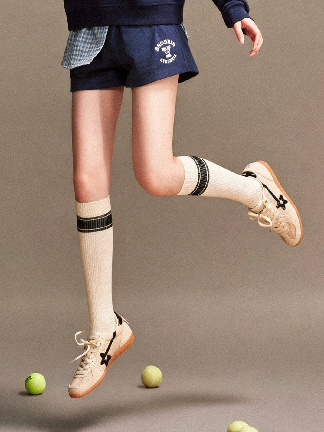 Cream Star-Panel Suede Low-Top Gumsole Sneakers - view 4