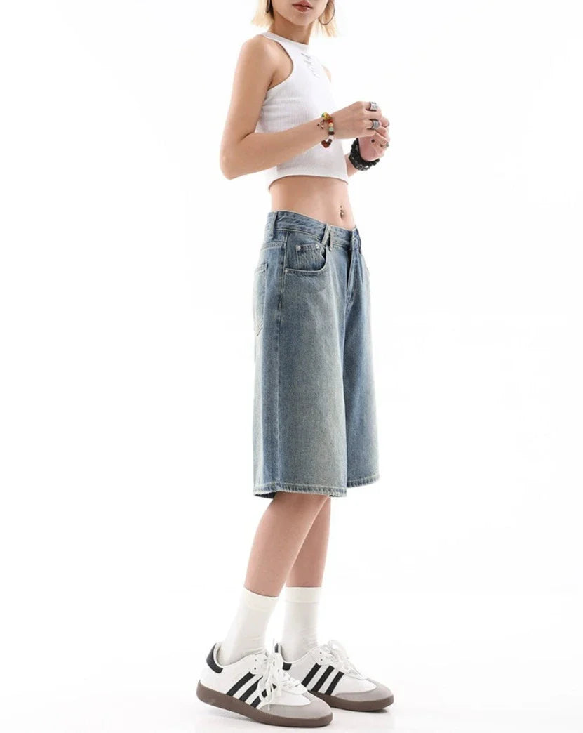 라이트워시 데님 버뮤다 culottes