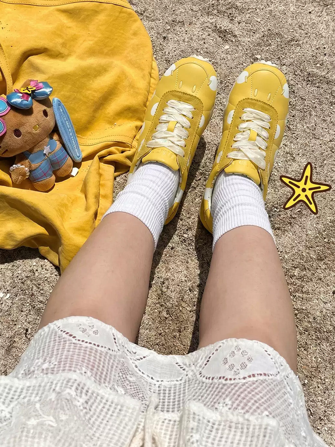 Oversized-Dot Ribbon-Lace Low-Top Sneakers - view 2