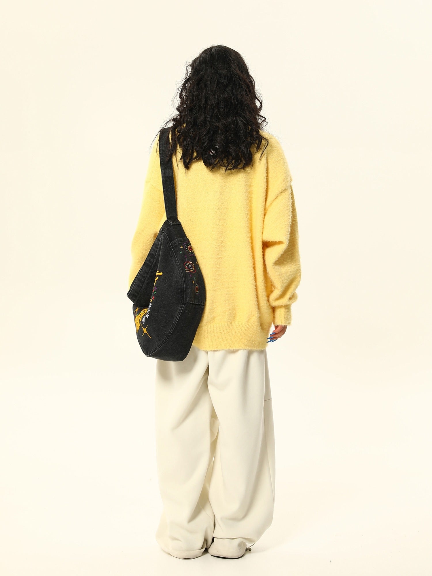 Grafischer Druck Fuzzy Strickpullover Top