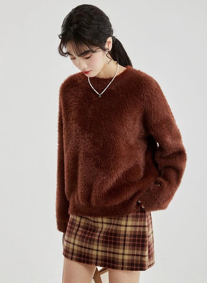 Fuzzy Round Neck Sweater