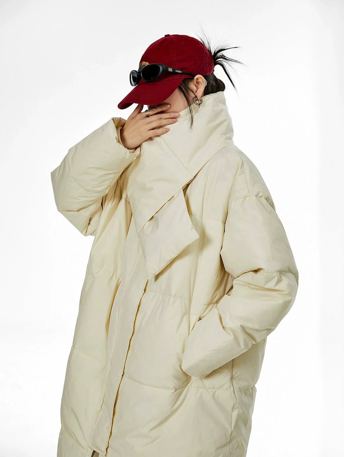 Oversized Puffer Winter Coat with Scarf