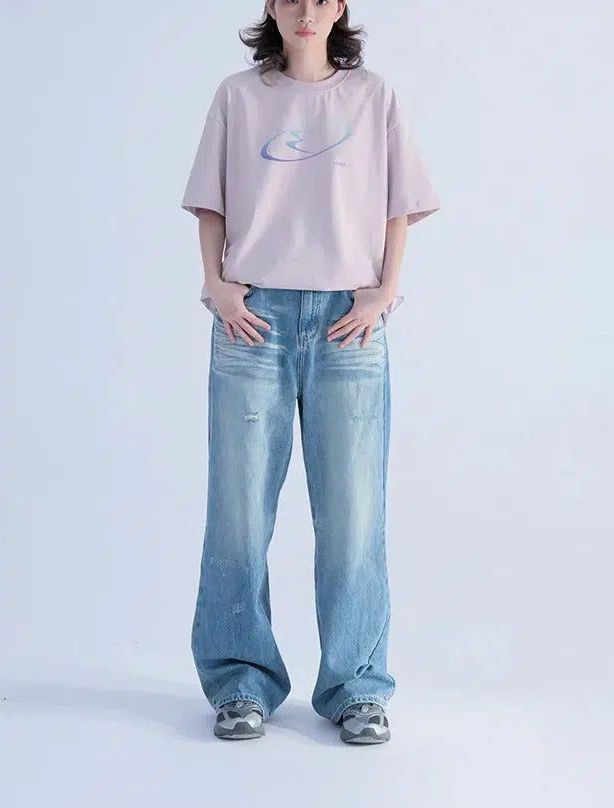 T-Shirt with Iridescent Color Overlay - chiclara