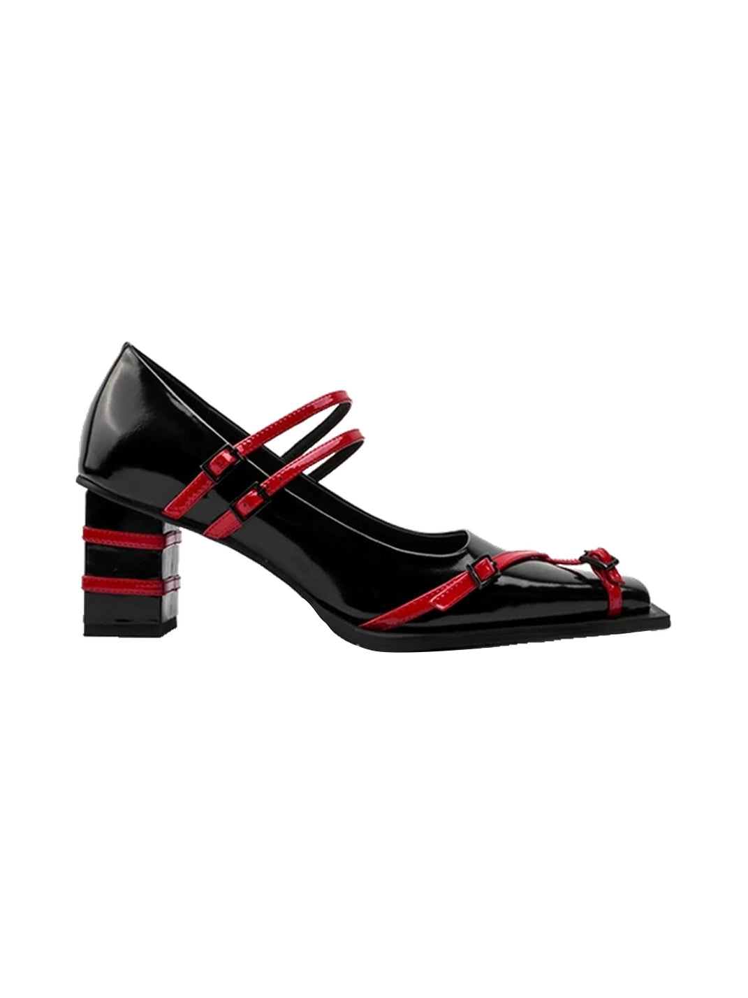Red-Strap Square-Toe Block-Heel Mary Janes - view 5