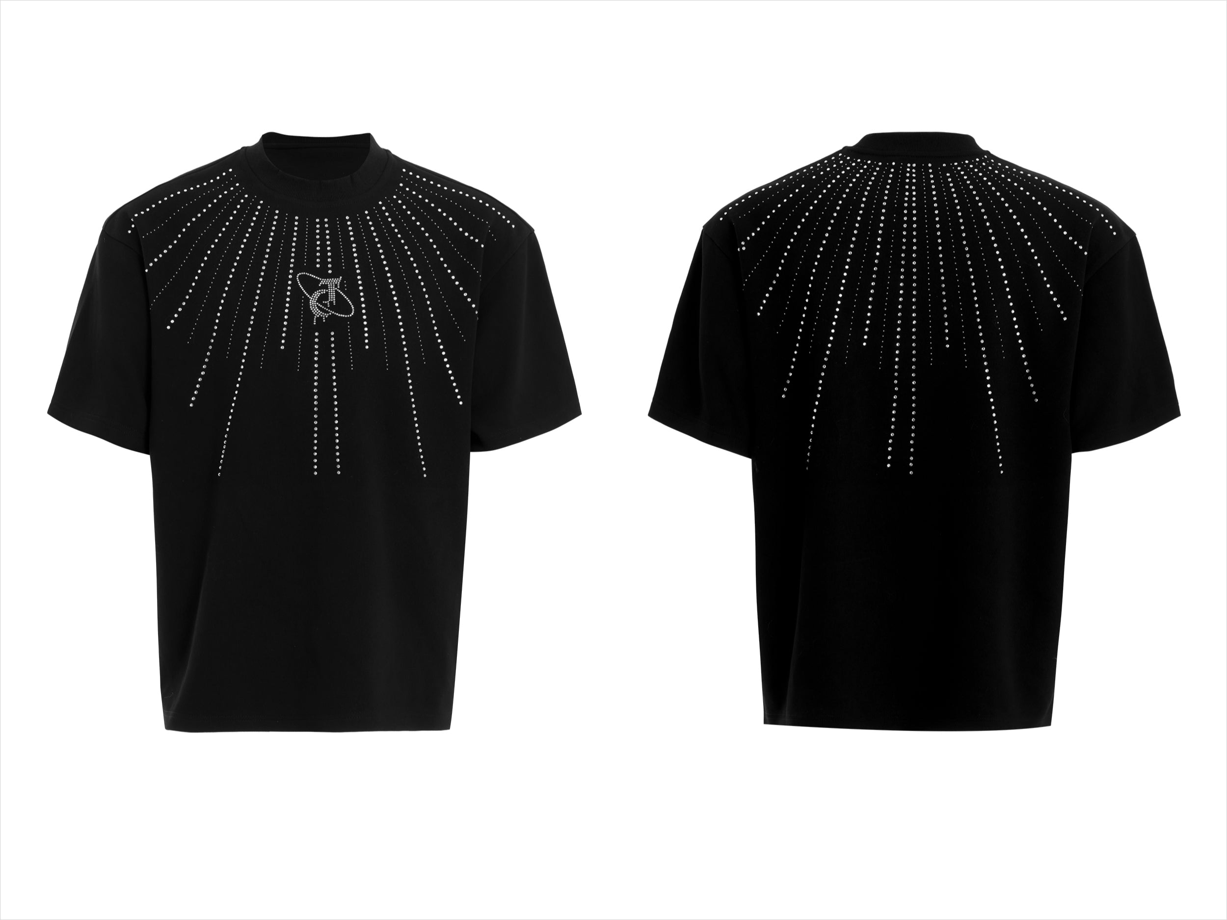 Crystal Fan Embellished Black Sweatshirt