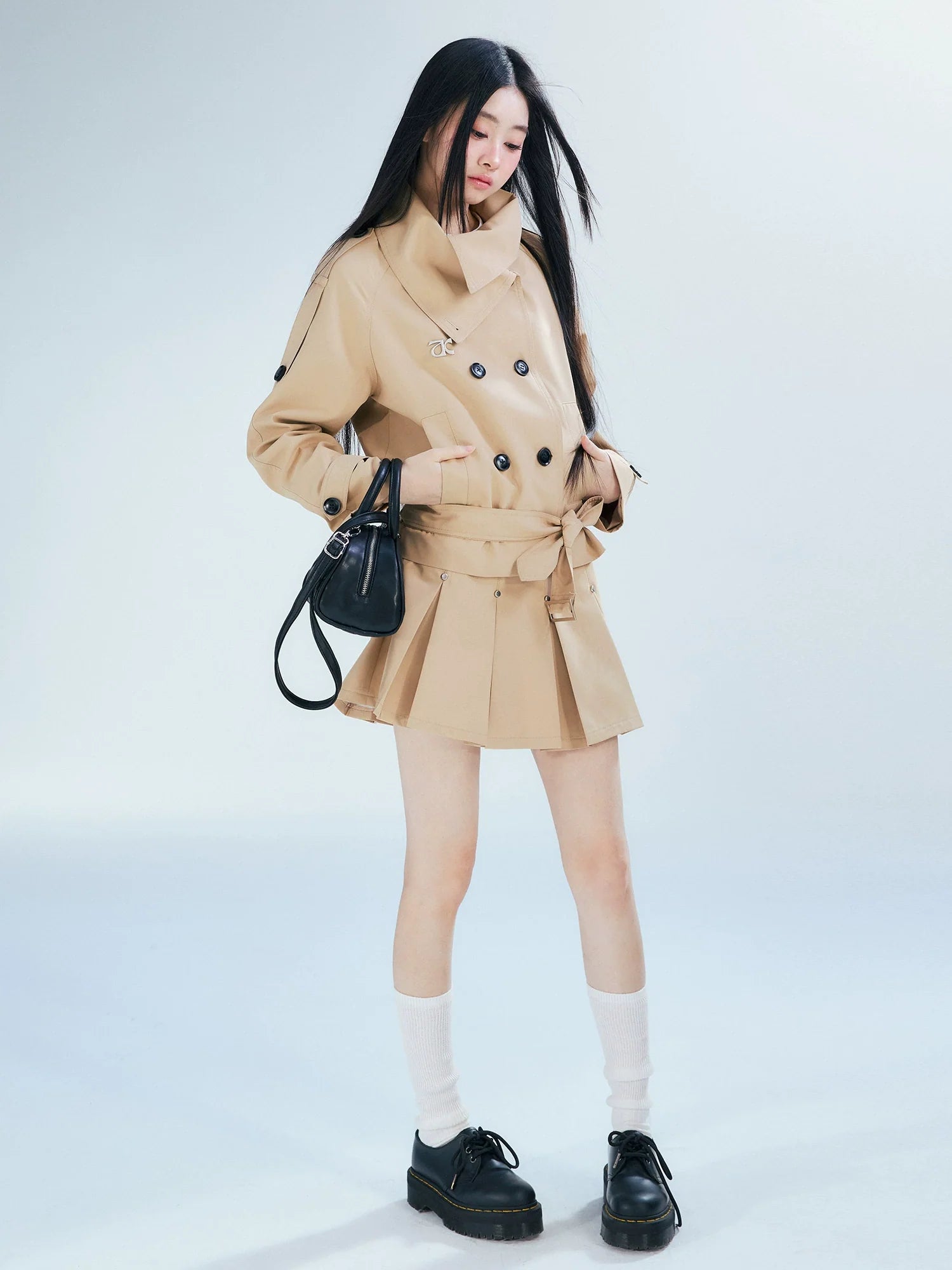 Double-Breasted Belted Trench Coat