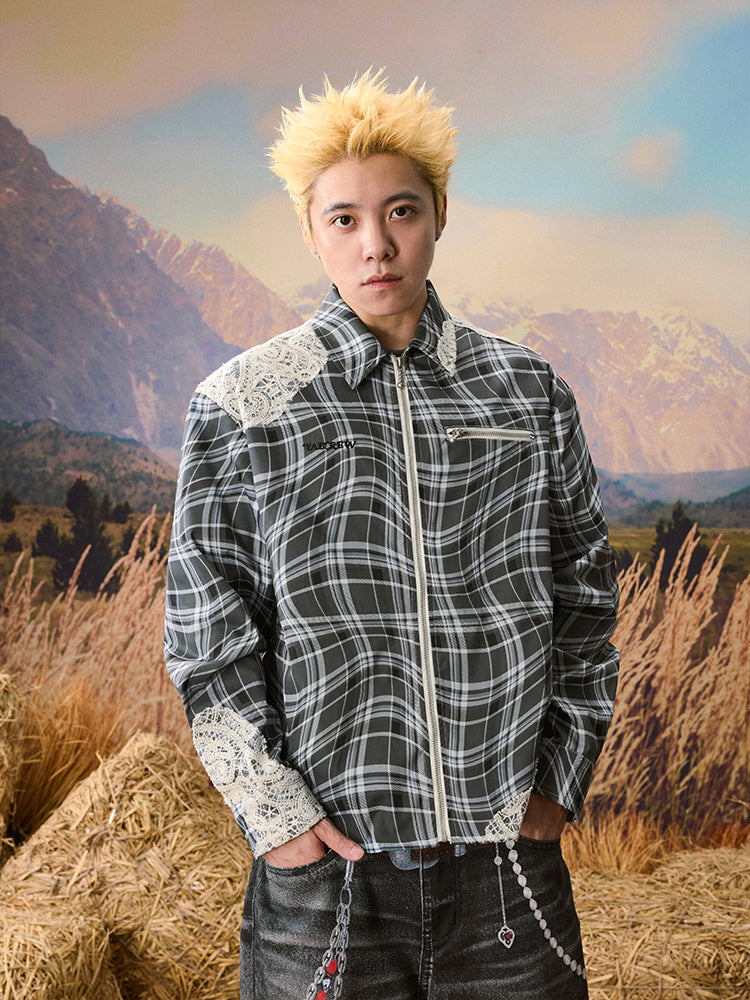 The twisted lace plaid shacket
