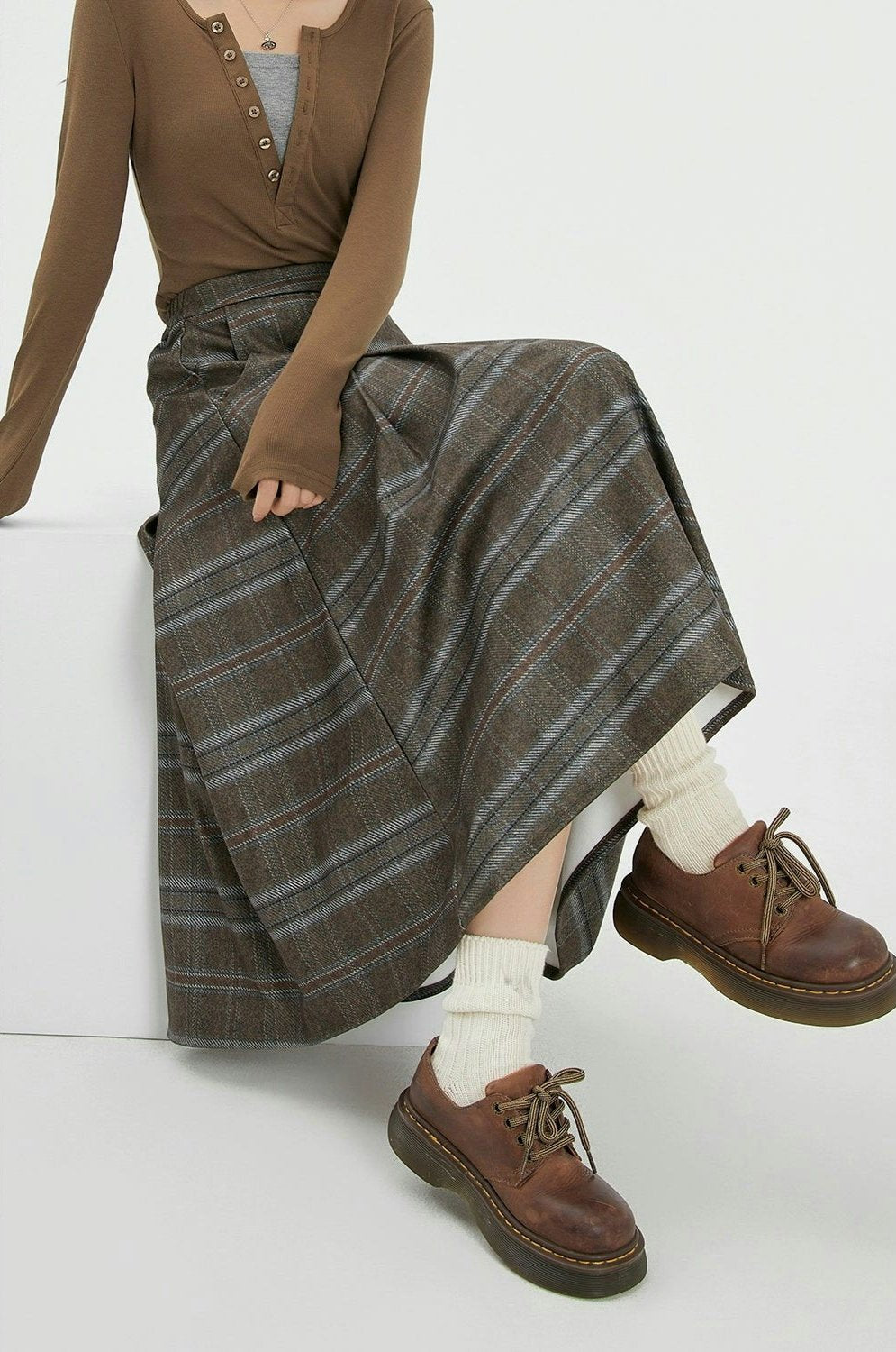 Vintage Plaid Wool A-Line Skirt