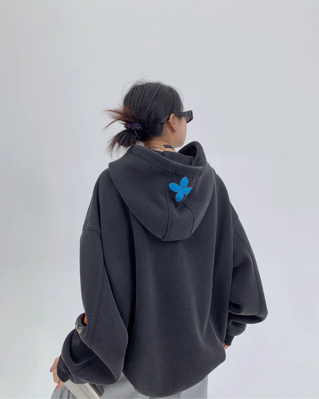Midnight Bloom Oversized Petal Hoodie