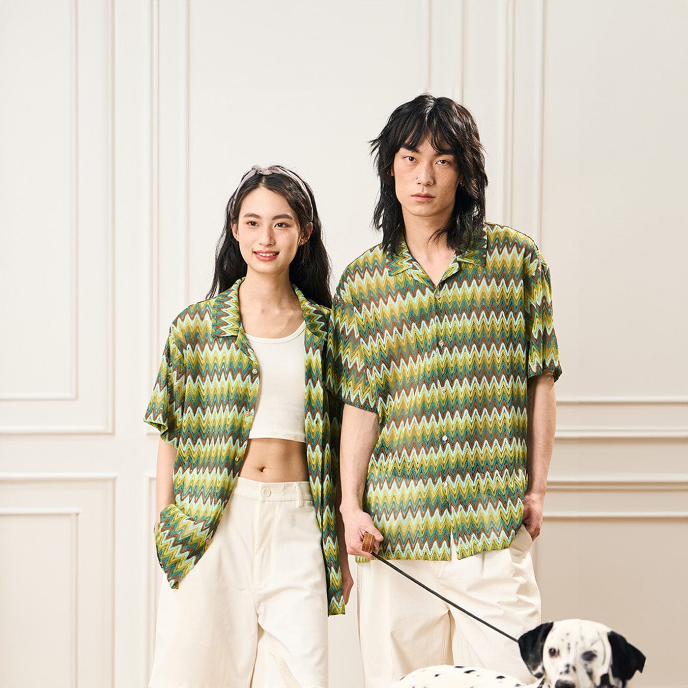 Chemise de camp de motif Chevron