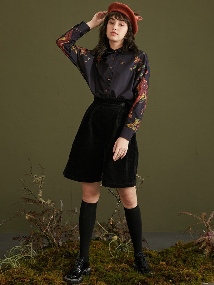 Enchanted Forest Deer Embroidered Blouse - chiclara