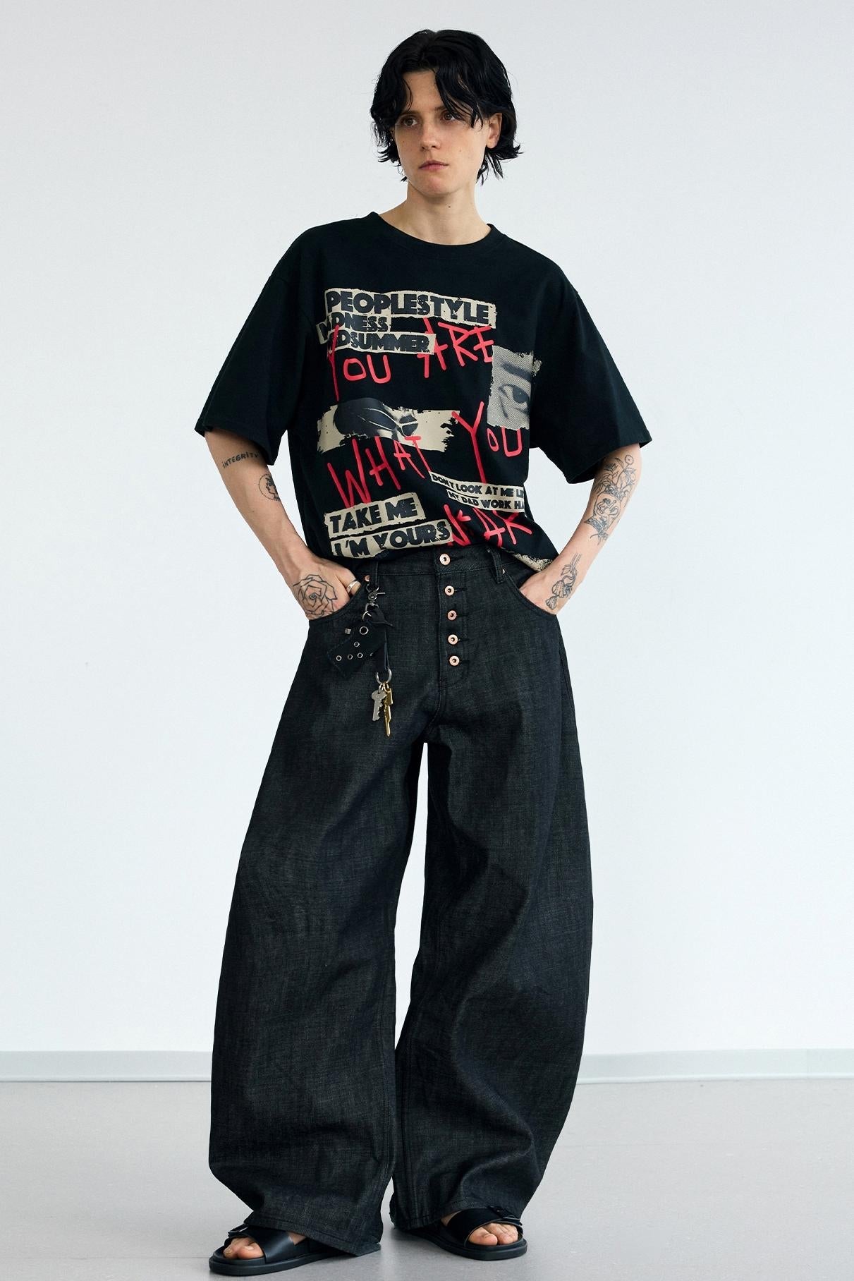 Men's Wide-Leg Curved Knife Jeans