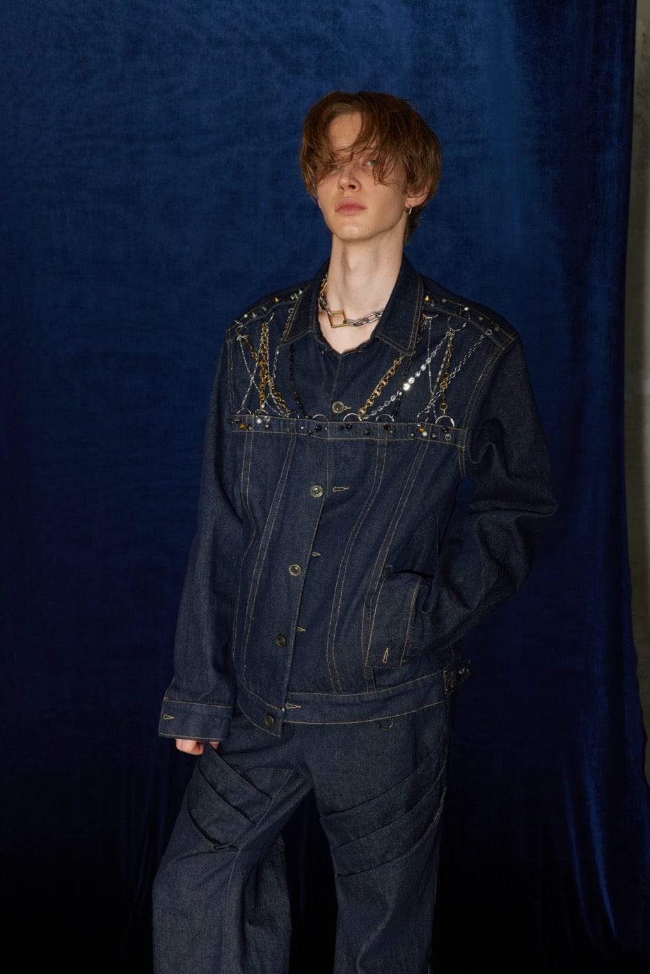 Veste en jean de harnais de chaîne