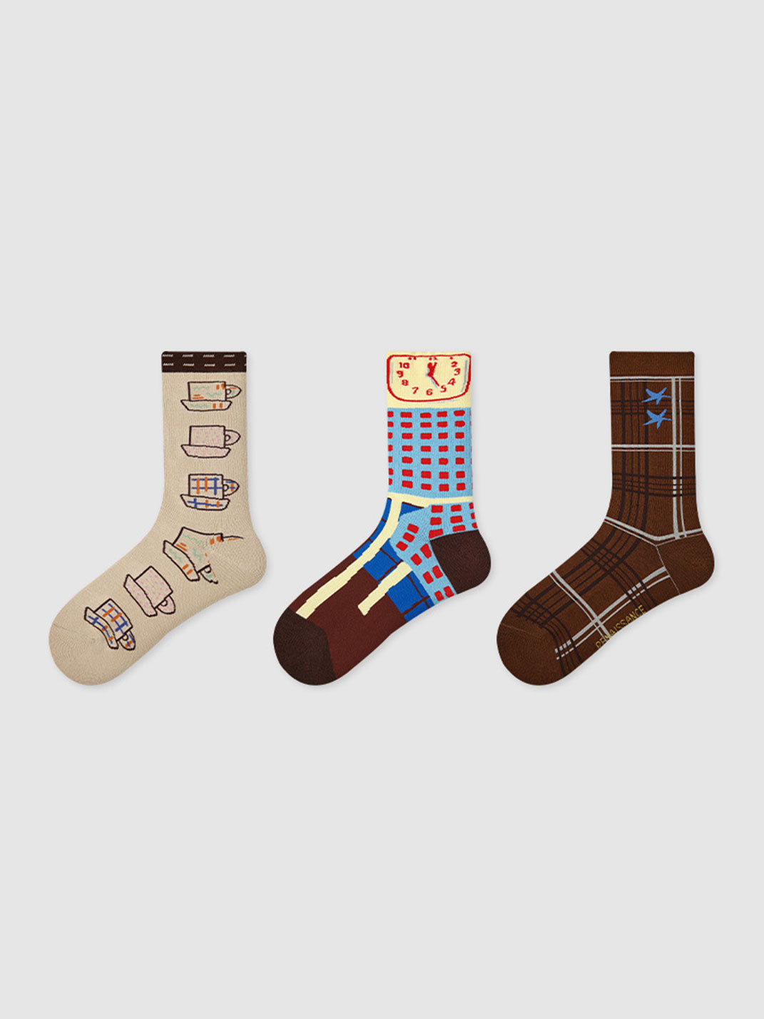 3 Pack Cartoon Animal Striped Mid-calf Socks for Women