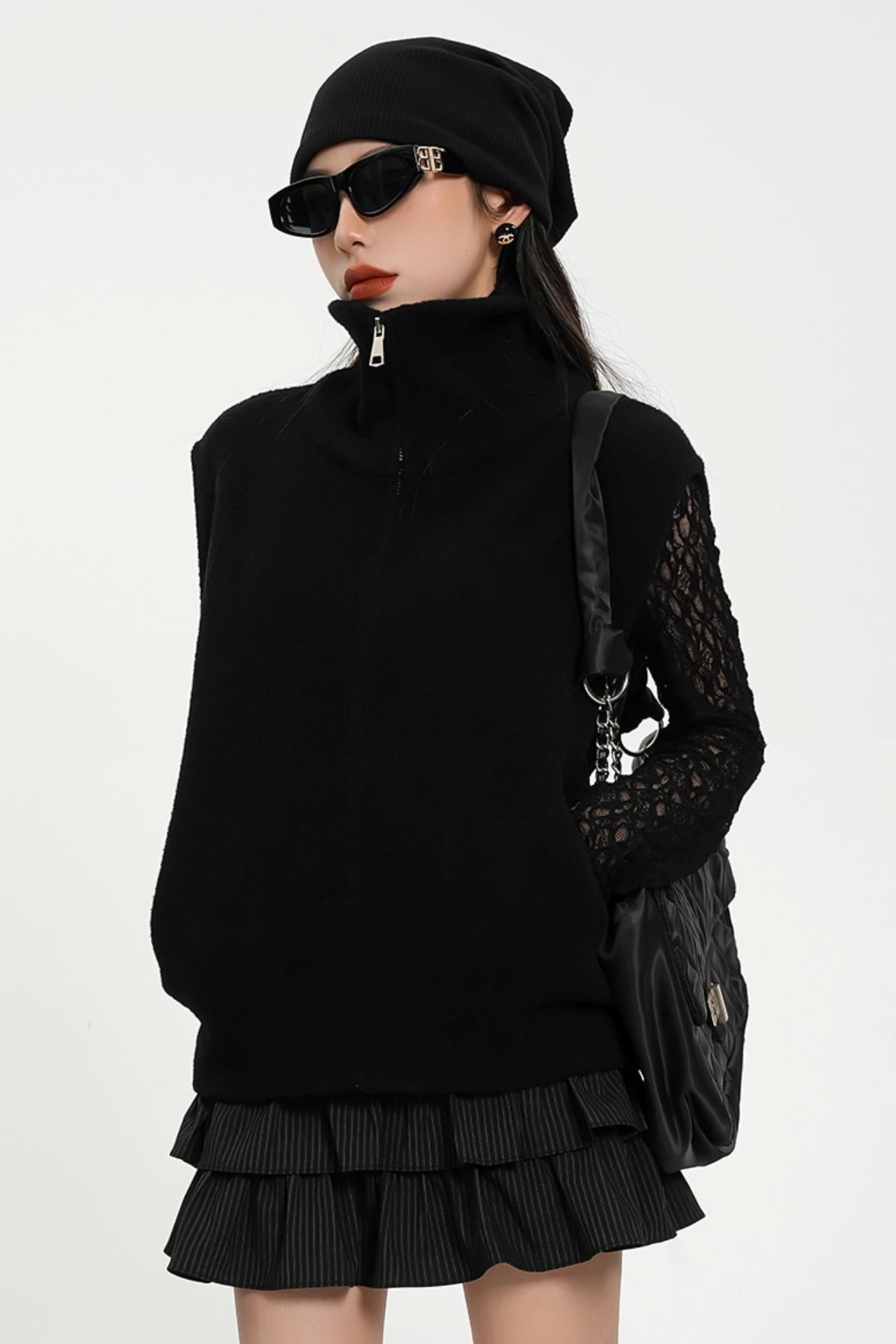 Gothic-Inspired Quarter-Zip Vest