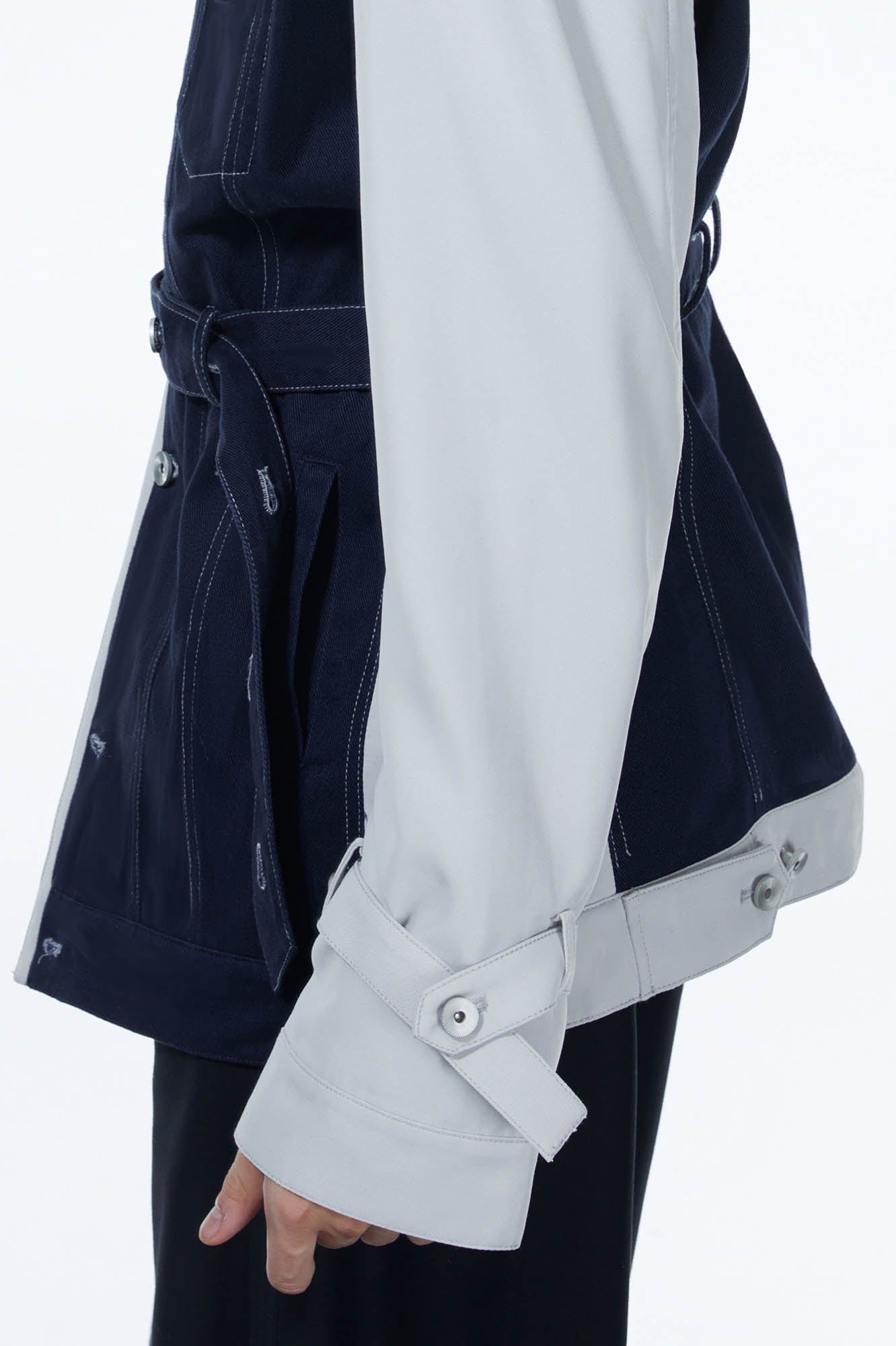 Colorblock Strappy Denim Jacket