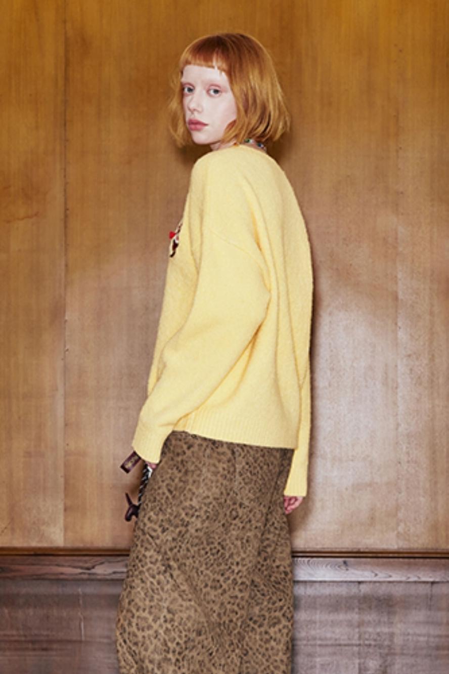 자수 고양이 니트 스웨터