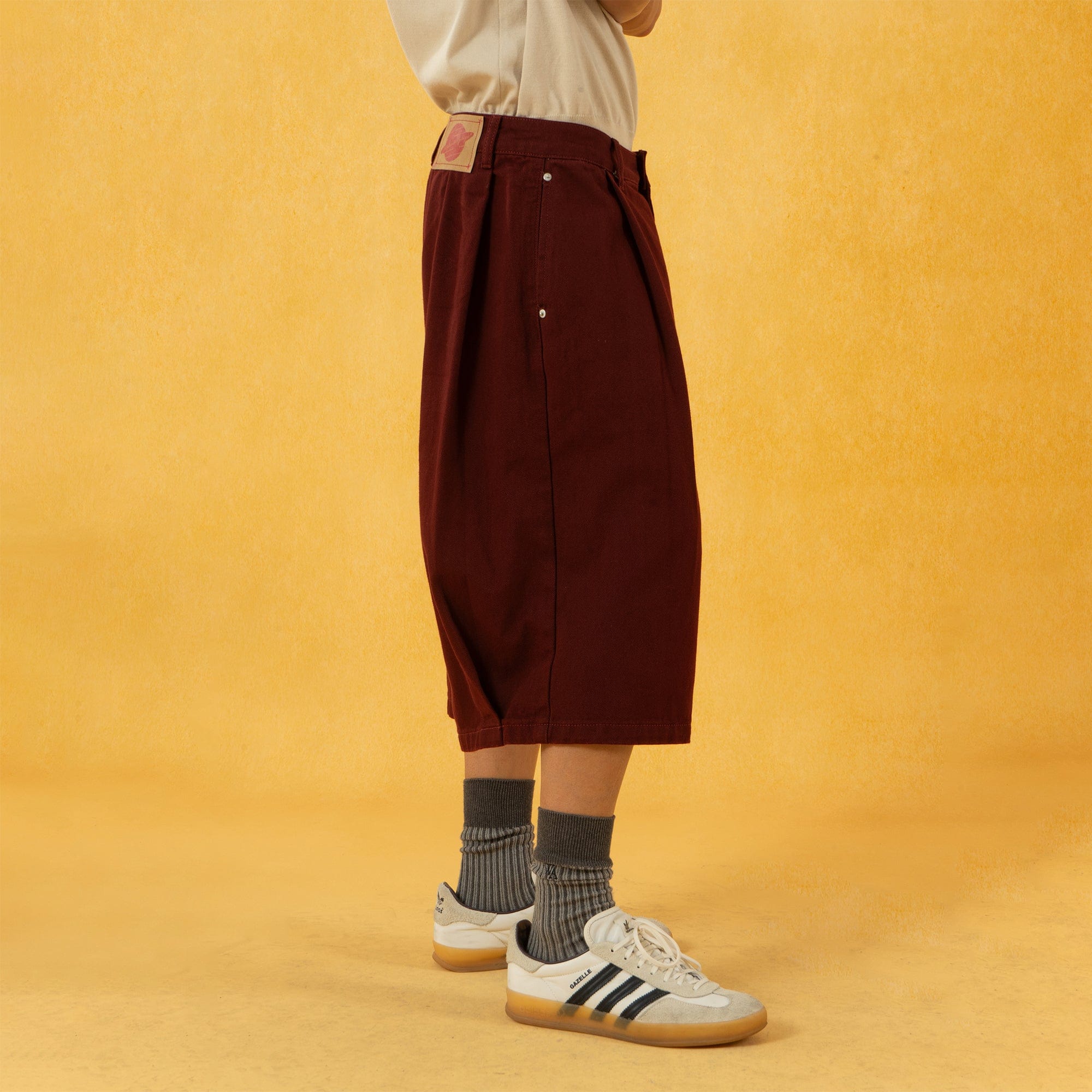 Classic Rivet Wide Leg Knee-Length Shorts