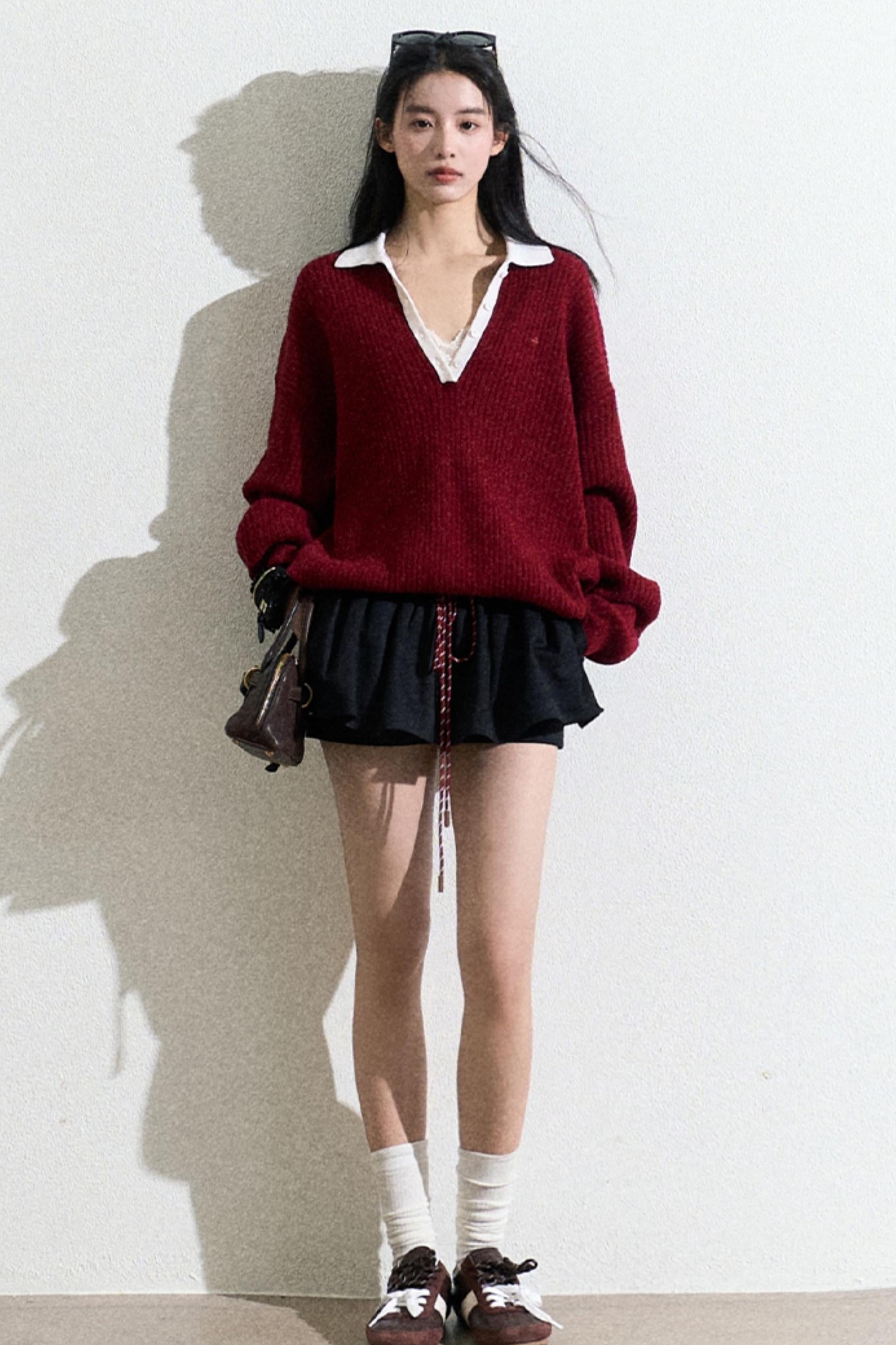Burgundy Ribbed Sweater