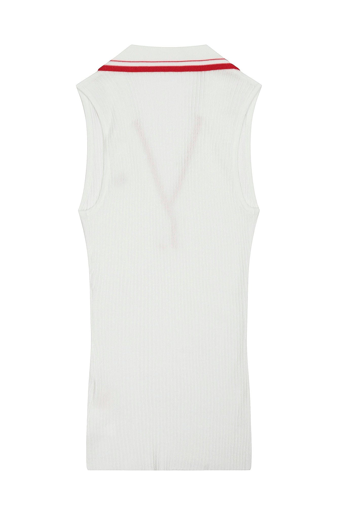 Ribbed Sleeveless Polo Shirt with Red Trim