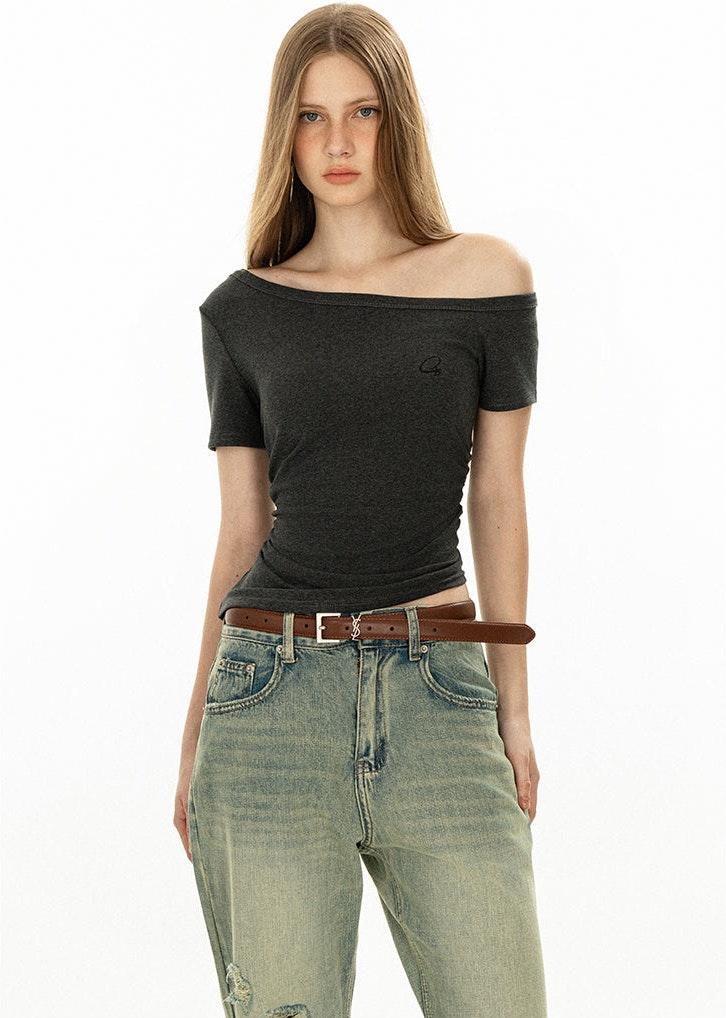 Off Shoulder Basic Dark Top