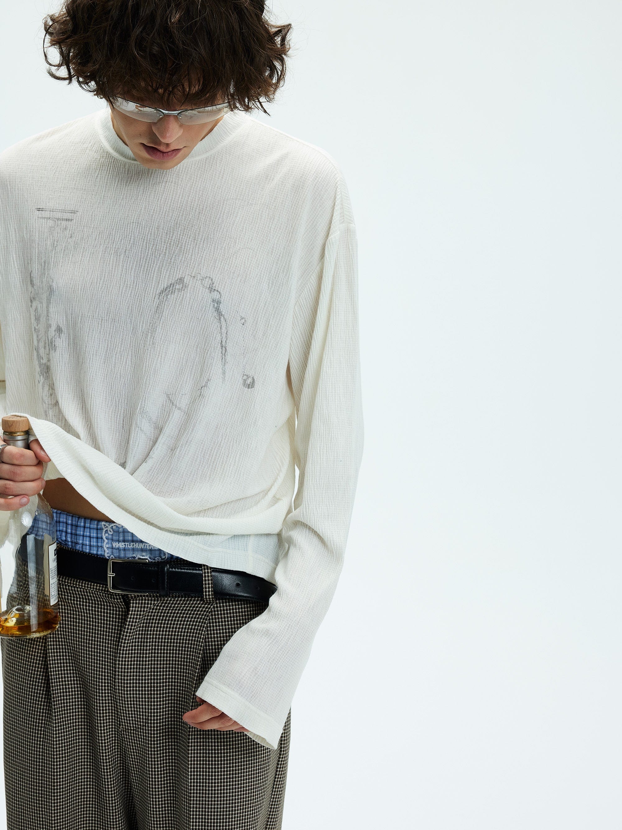 Distressed Graphics Slub Cotton Sweatshirt