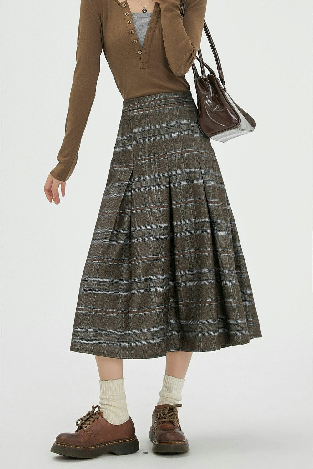 Vintage Plaid Wool A-Line Skirt