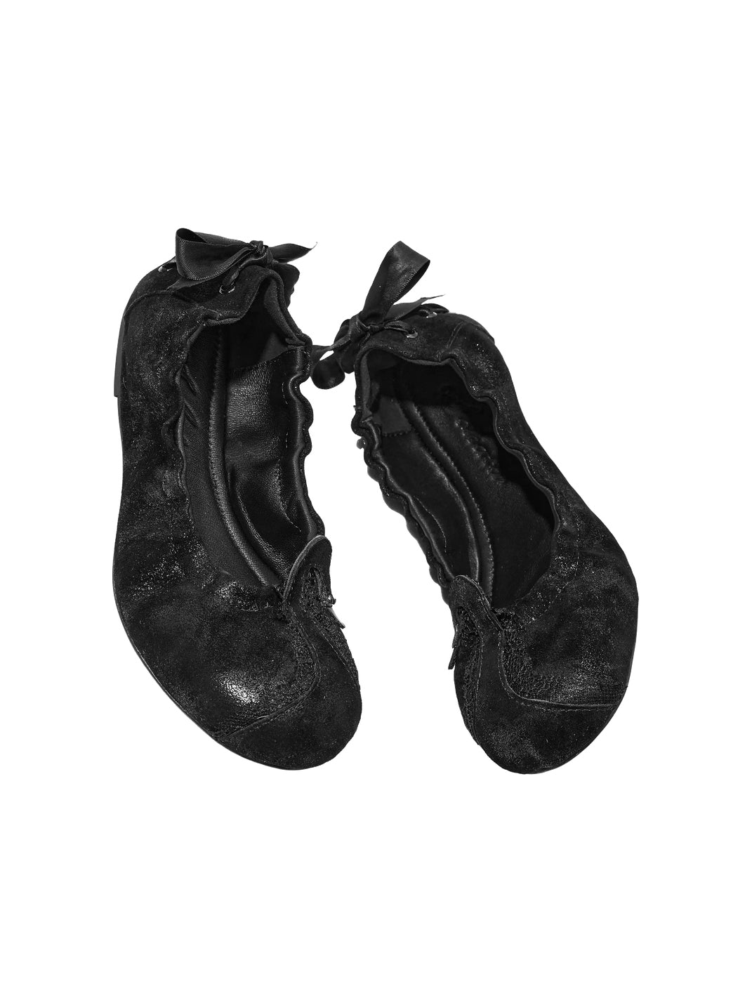 Swan-Lace Textured Lambskin Bow Ballet Flats - view 4
