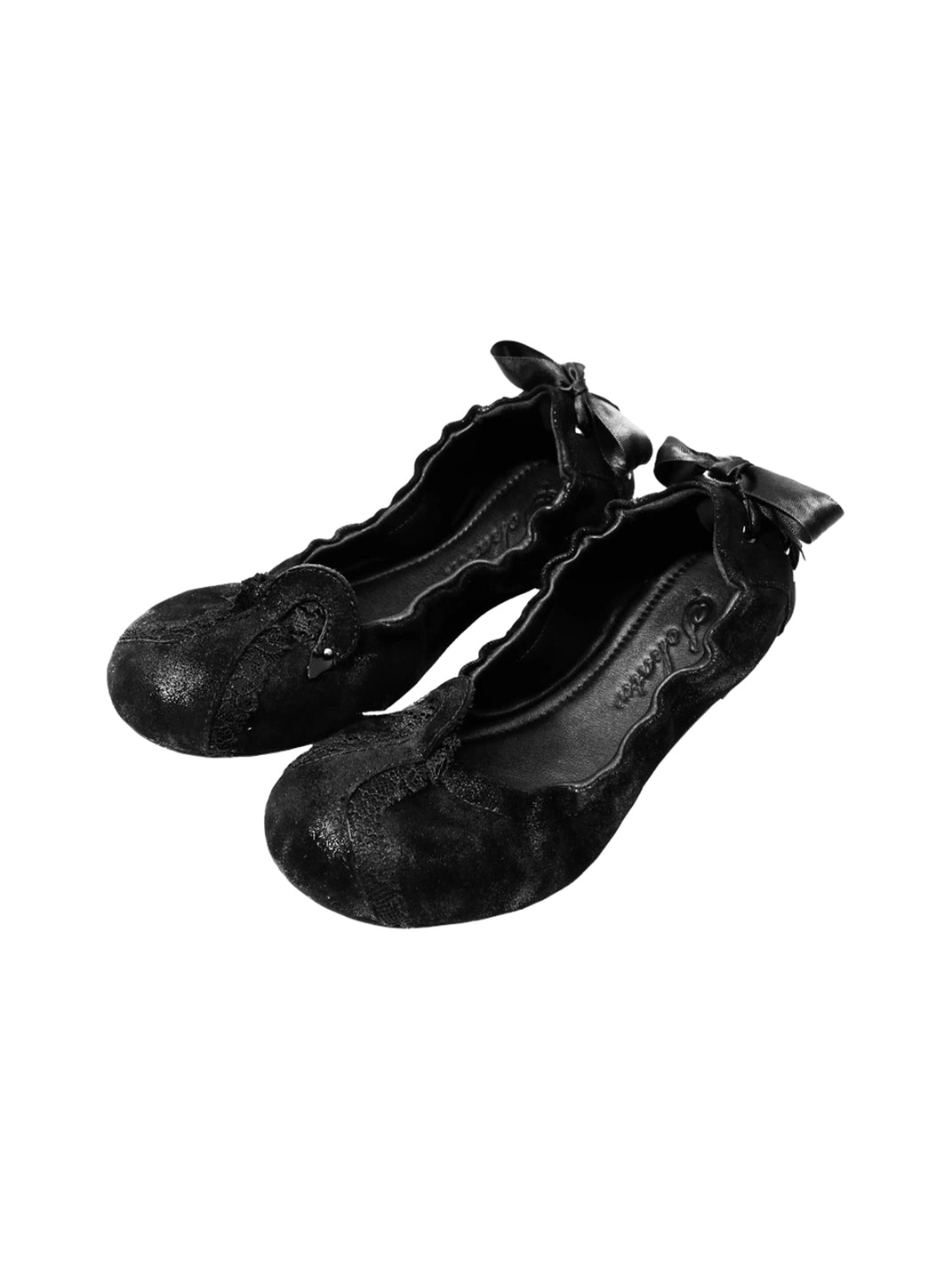 Swan-Lace Textured Lambskin Bow Ballet Flats - view 8