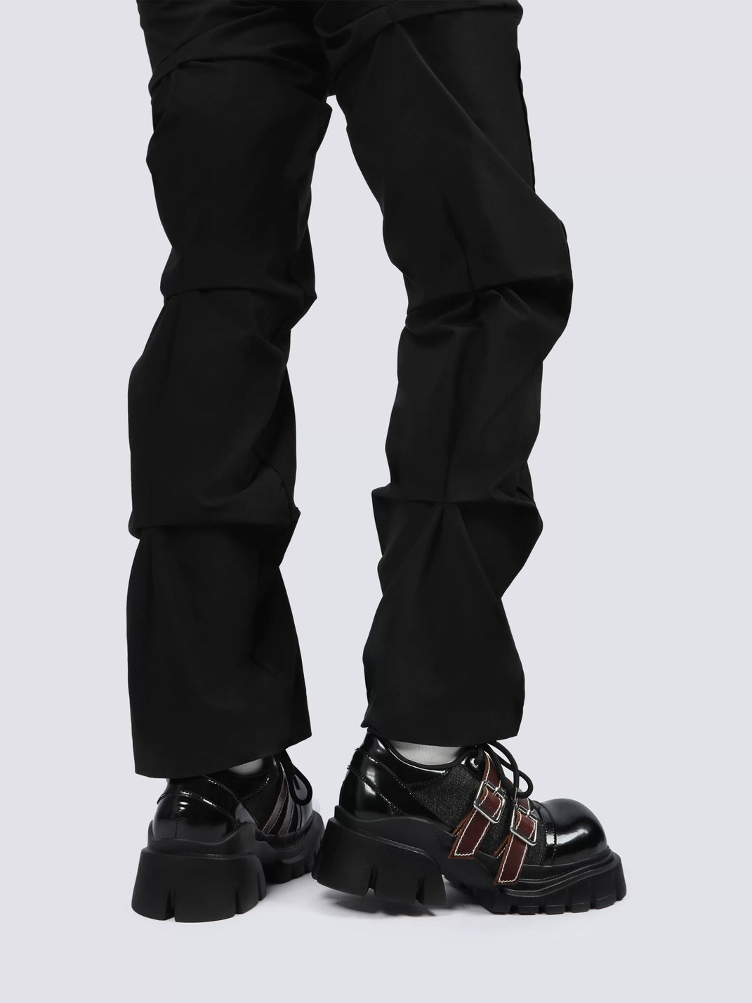 Double-Buckle Square-Toe Platform Lace-Up Shoes - view 4
