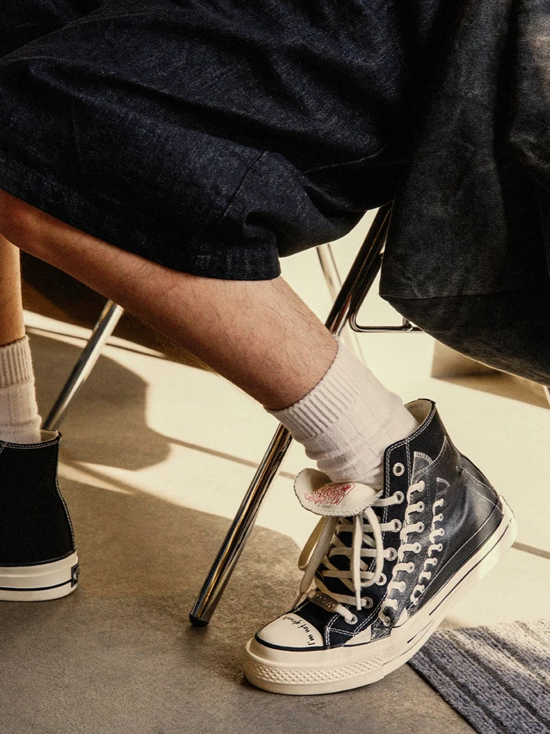 Graphic-Detail Black Canvas Platform Sneakers - view 2
