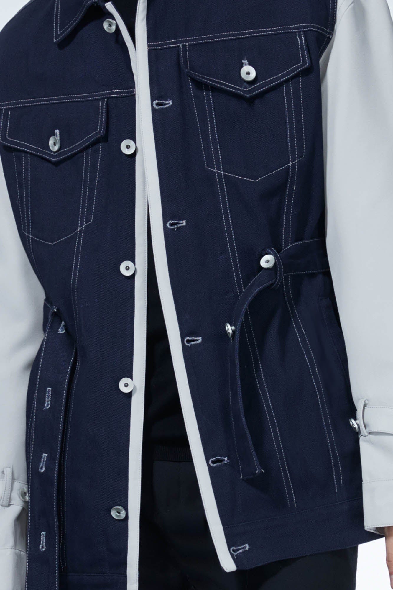 Colorblock Strappy Denim Jacket