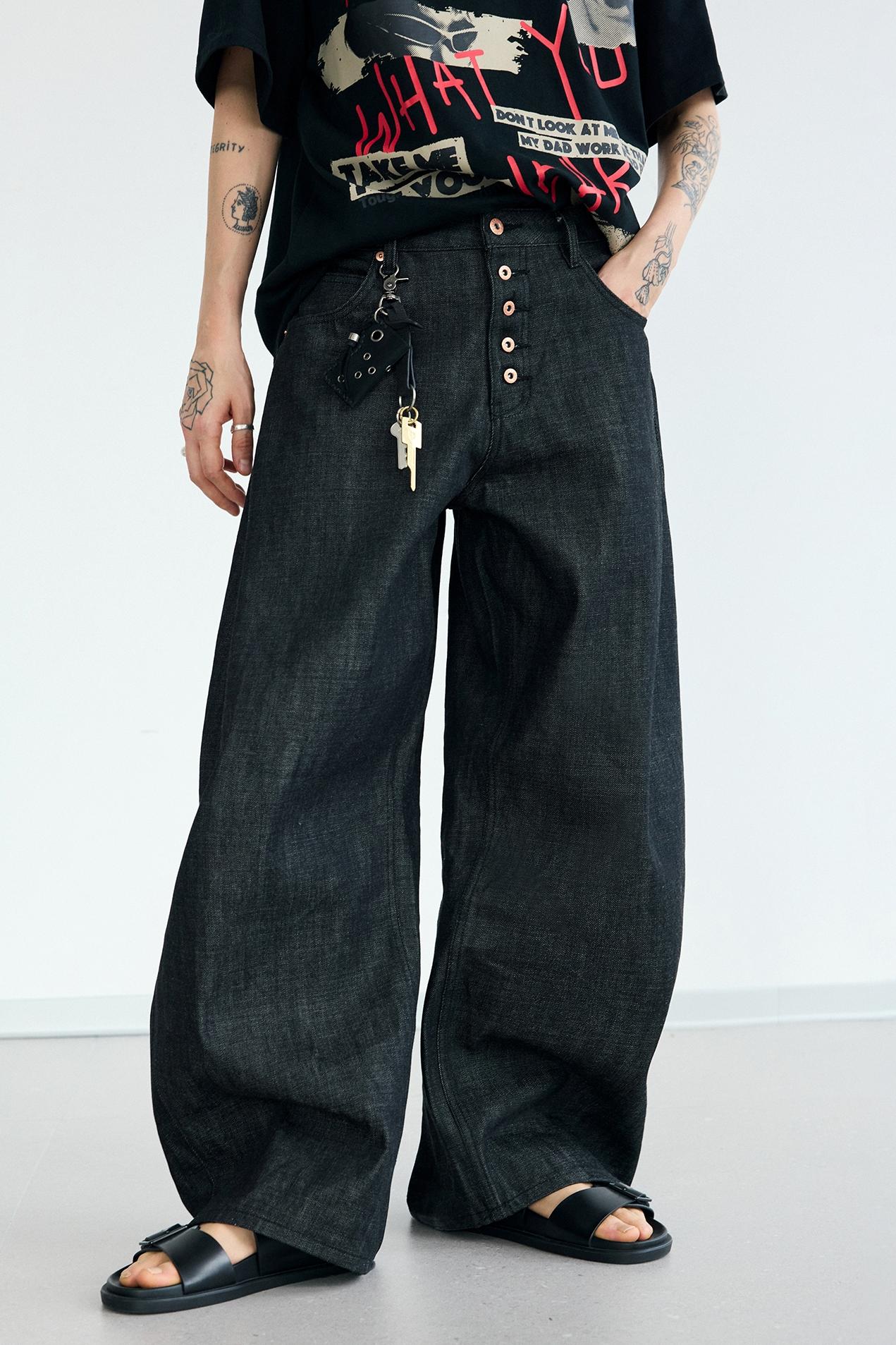 Men's Wide-Leg Curved Knife Jeans