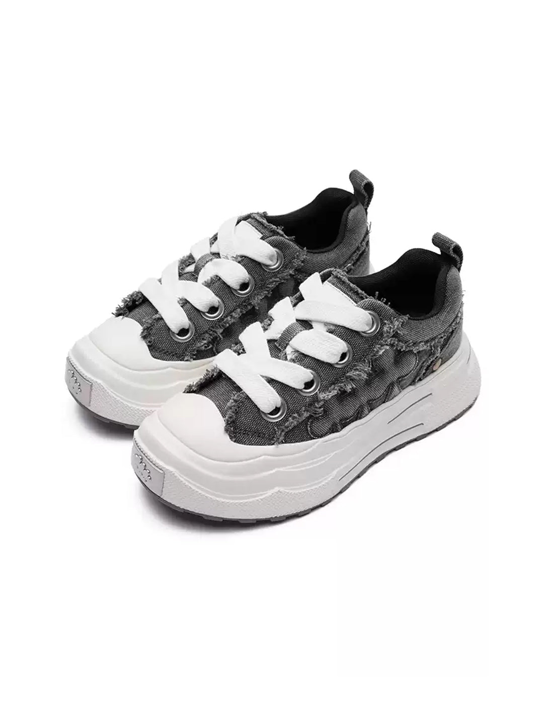 Washed Charcoal Clover-Panel Platform Sneakers - view 6