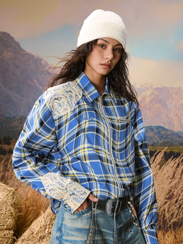 The twisted lace plaid shacket