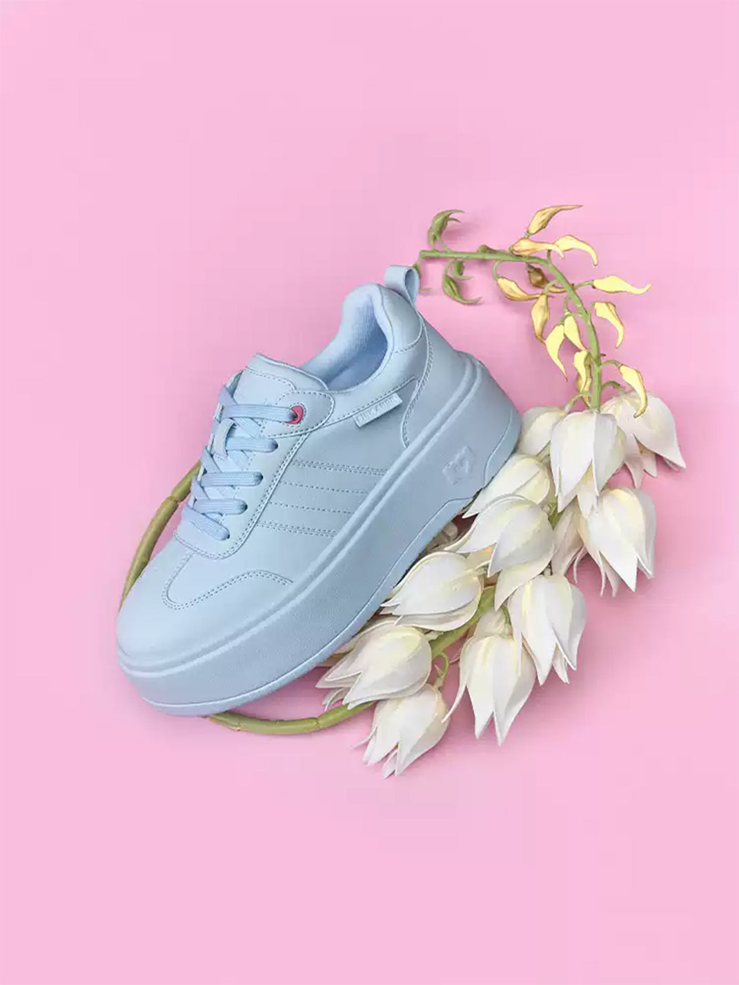Powder-Blue Heart-Detail Platform Sneakers - view 8